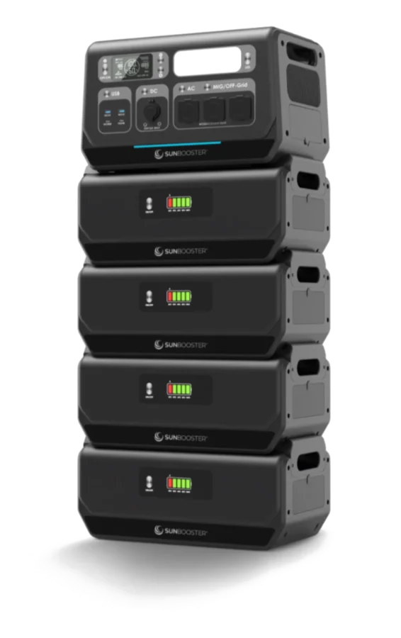 Sunbooster POWERSTATION GRID+ mit Erweiterungsakkus