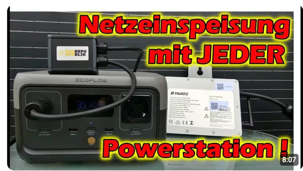 YouTube-Video: Netzeinspeisung mit Powerstation über Umwege